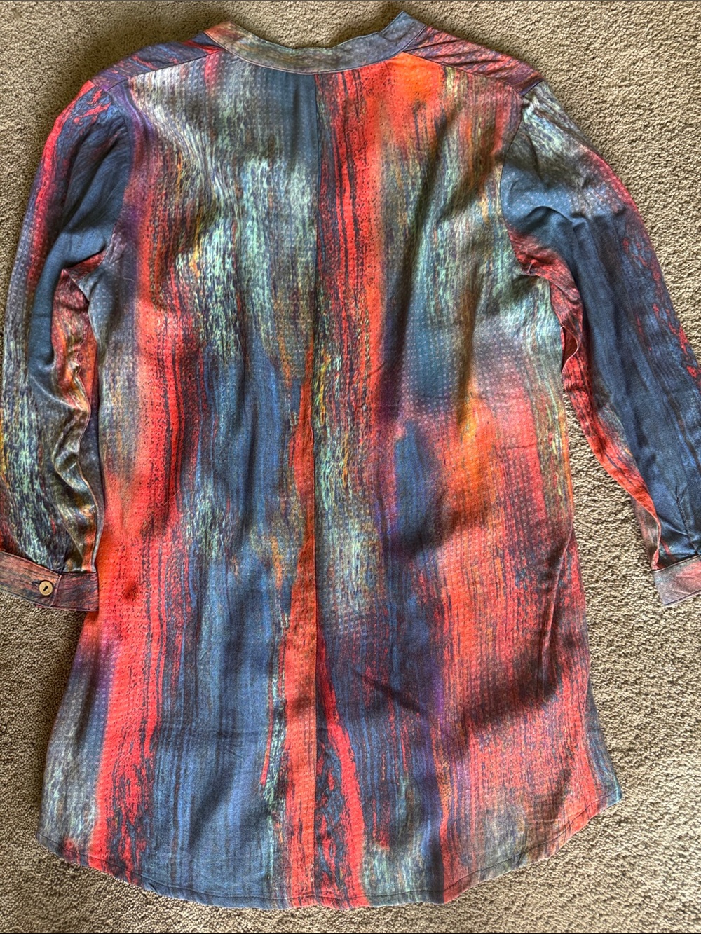 Abstract Striped Pullover Tunic in Orange, Blue & Green. SKU 419 - Picture 5 of 6